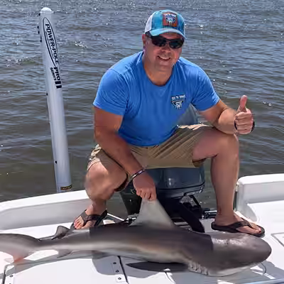 Shark caught on a shark fishing charter with Salty Dawg Fishing Charters in Ocean Isle Beach NC