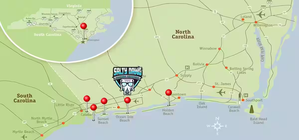 Fishing Charter Service Area for Salty Dawg Fishing Charters