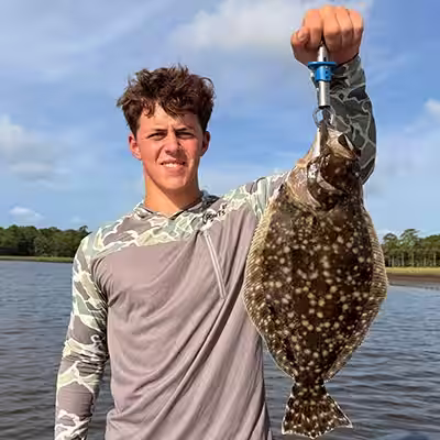 Flounder caught while fishing charter with Salty Dawg Fishing Charters in Ocean Isle Beach NC