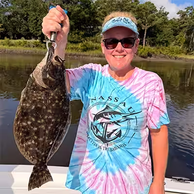 Flounder caught while fishing charter with Salty Dawg Fishing Charters in Ocean Isle Beach NC