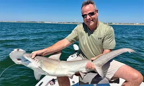 Hammerhead Shark caught on DIY shark rig in Ocean Isle Beach NC