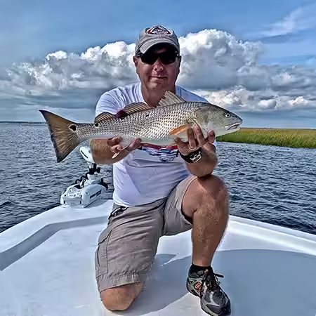 Redfish caught on a fishing charter in Ocean Isle Beach NC
