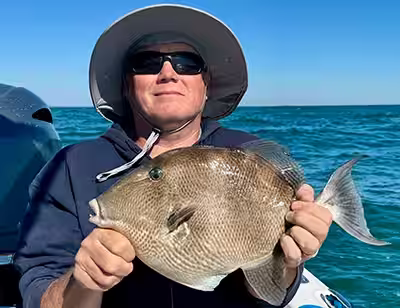 Angler with a nice Triggerfish caught offshore of Ocean Isle Beach NC